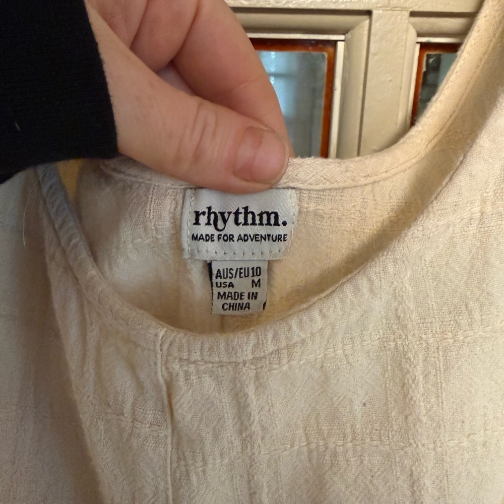 Rhythm Cream Checkered Romper - Picture 4 of 7